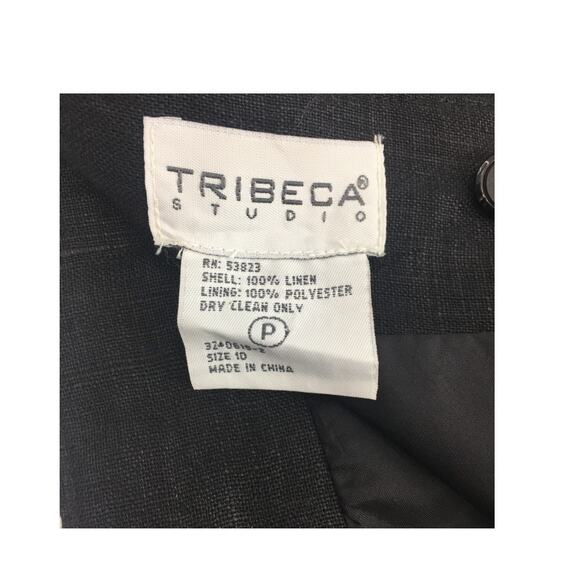 Tribeca Studio Black Linen Pencil Skirt Embroidered Hem Size 10P Lined Workwear - Picture 11 of 11